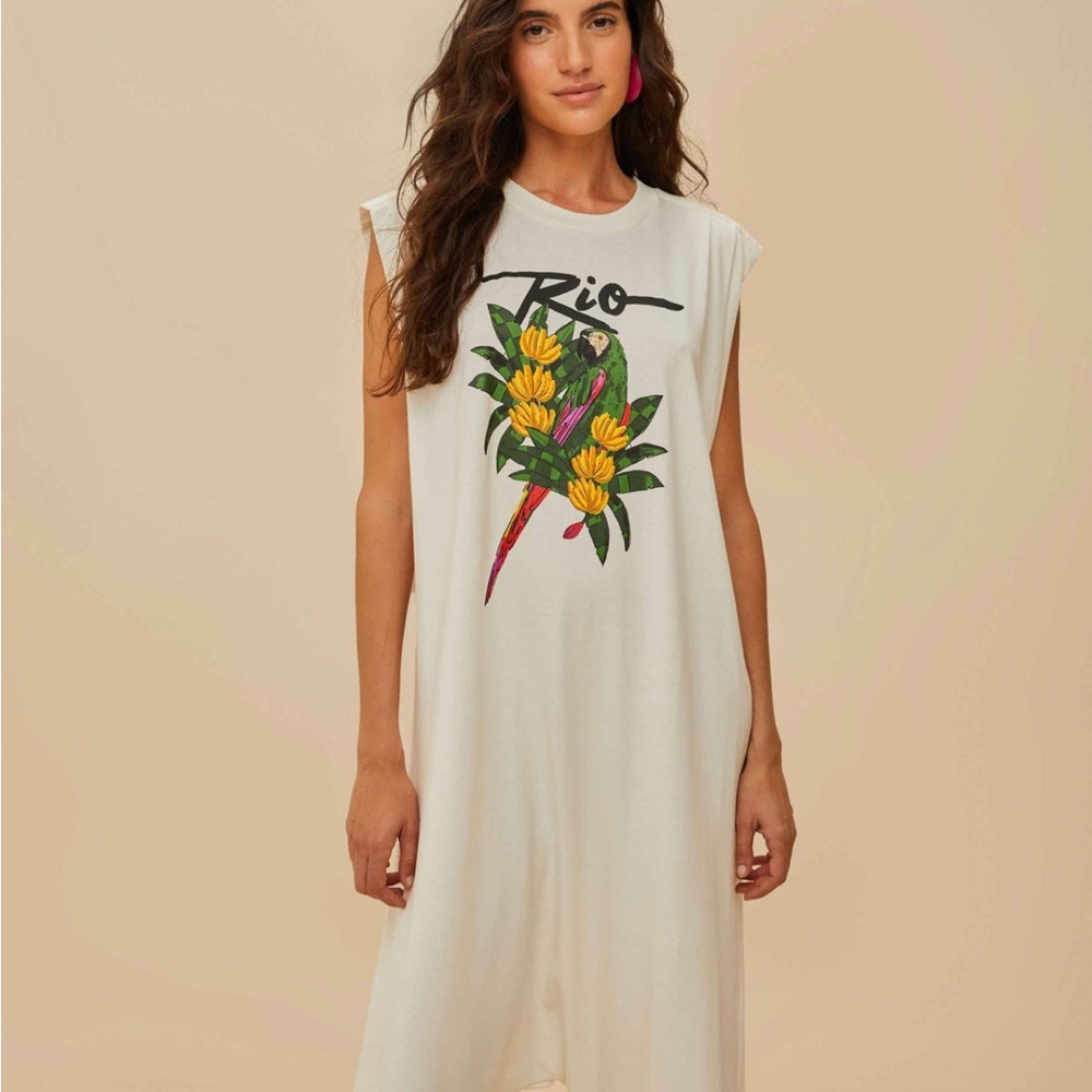 Off-White Rio Macaw Organic Cotton Jumpsuit - Farm Rio